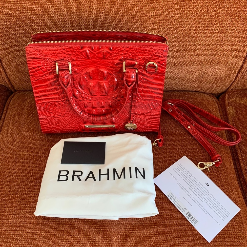 Brahmin red leather bag